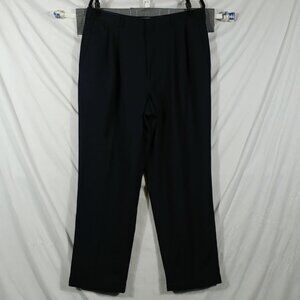 Slates Men's Dark Blue Dressy Wool Blend Straight Pleated Pants Size W 36 x L 30